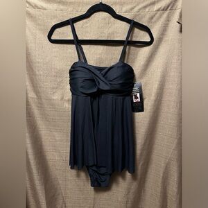 NWT Shore Shapes Swimwear One Piece Shear Dress Size 10 Black